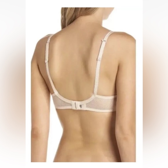 Simone Perele Bra 32B Promesse 3D Spacer Plunge 12H316 Petal Peach Nude Lace New - Picture 13 of 14